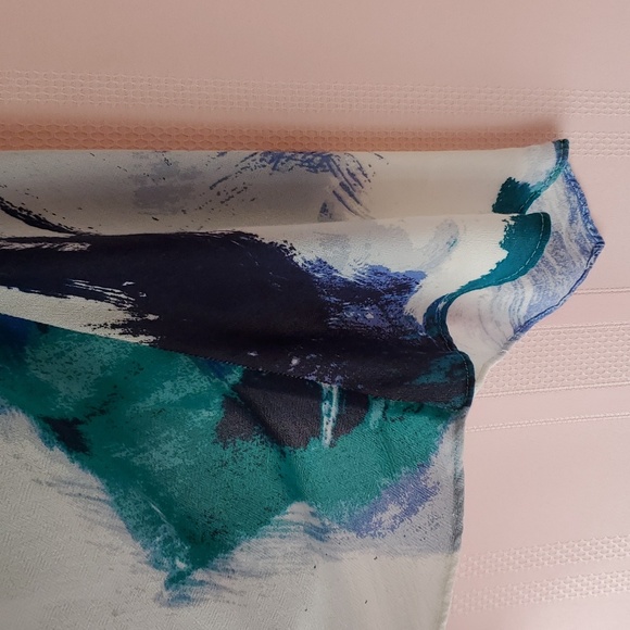 Halston green and blue sheer summer dress - Picture 10 of 13